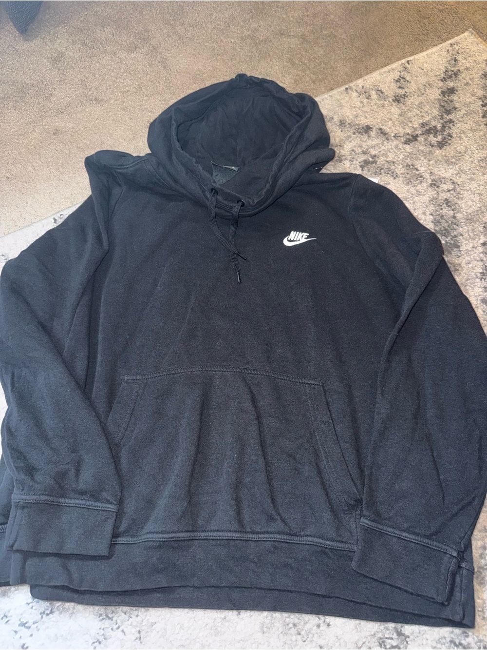 Nike Men’s Black Pullover Hoodie with White Logo
